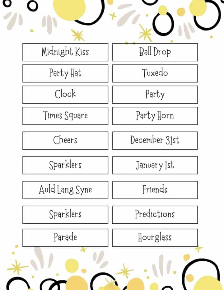 Printable New Year's Eve Games - Food Fun &amp; Faraway Places