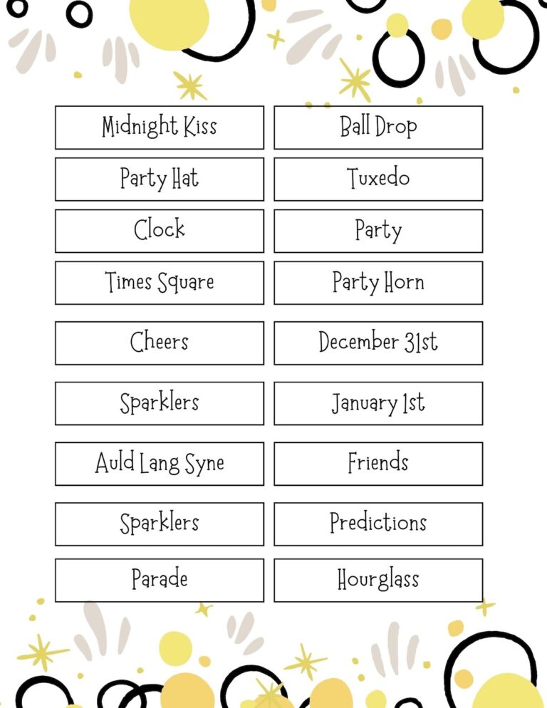 Printable New Year's Eve Games - Food Fun &amp; Faraway Places