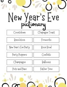 Printable New Year's Eve Games - Food Fun & Faraway Places