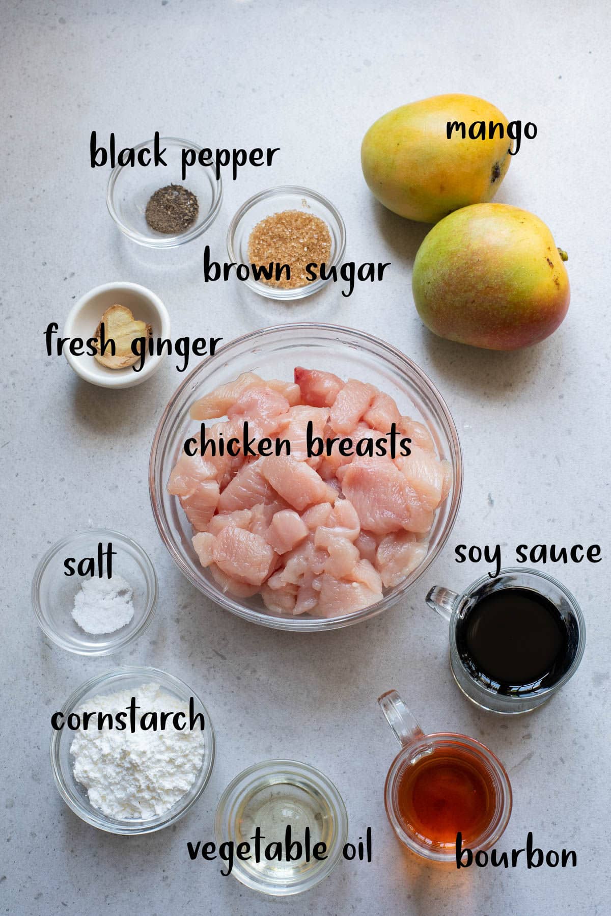 Ingredients to make Asian chicken dish.