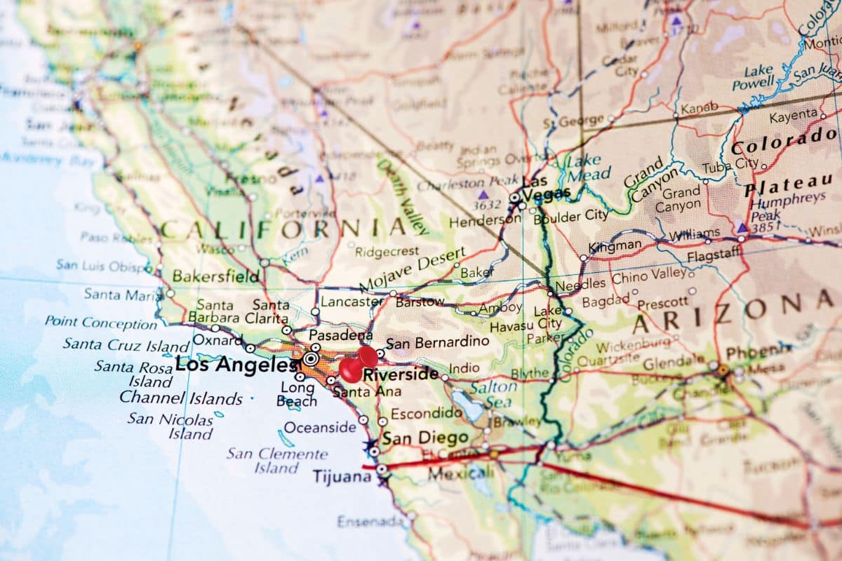 Map with a pin at Santa Ana California.