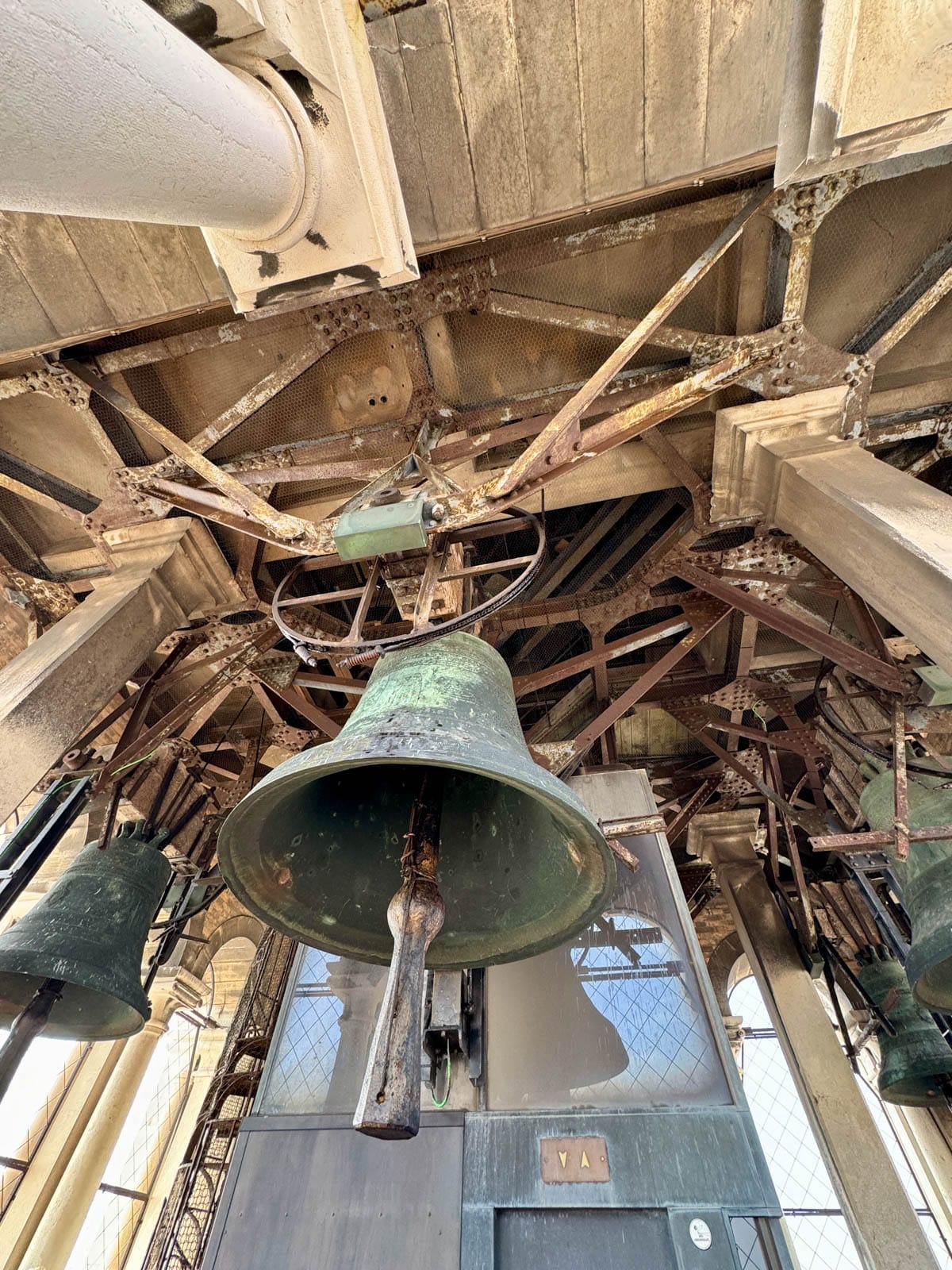 Old Bell hanging in bell tower.