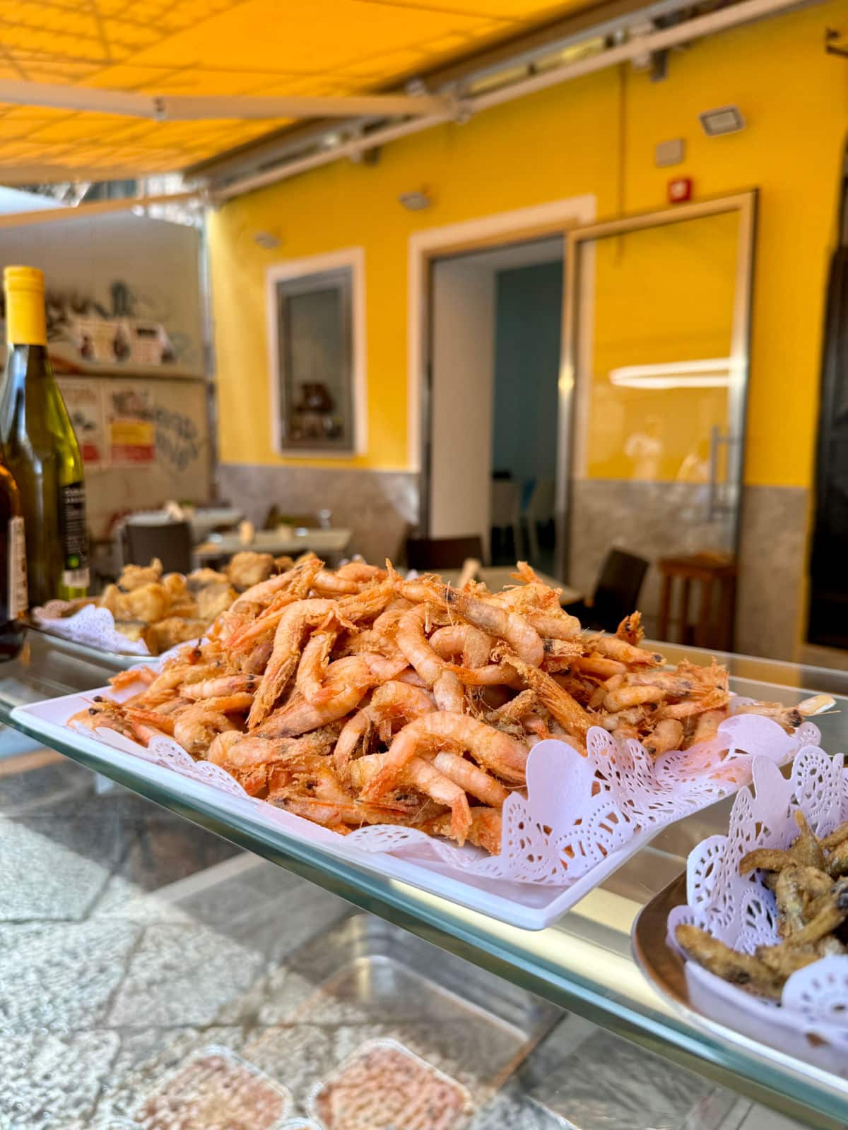 Shrimp on a counter.