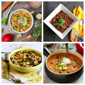 Collage of soups and stews.