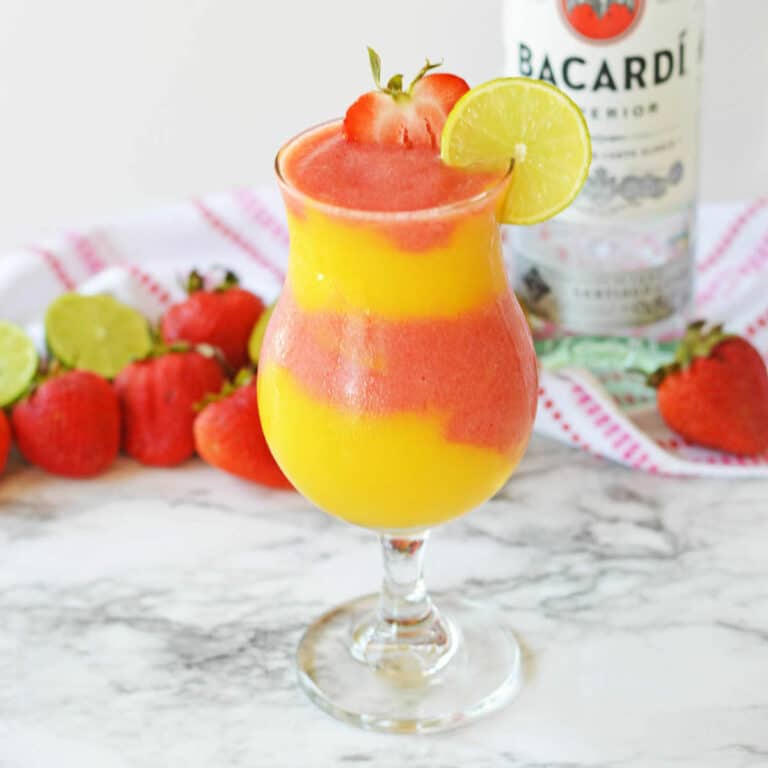 Frozen strawberry daiquiri with mango.