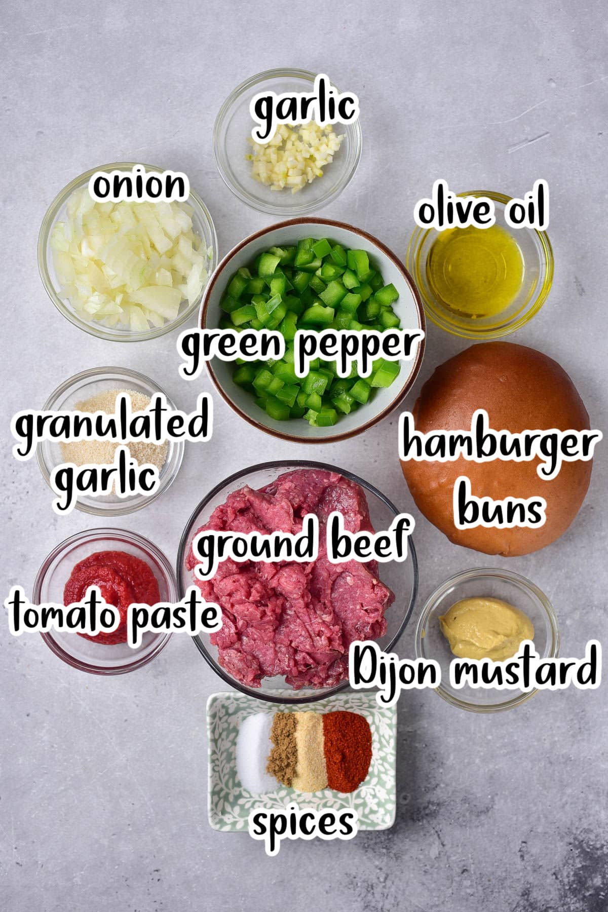 Ingredients for making sloppy Joe ground beef.