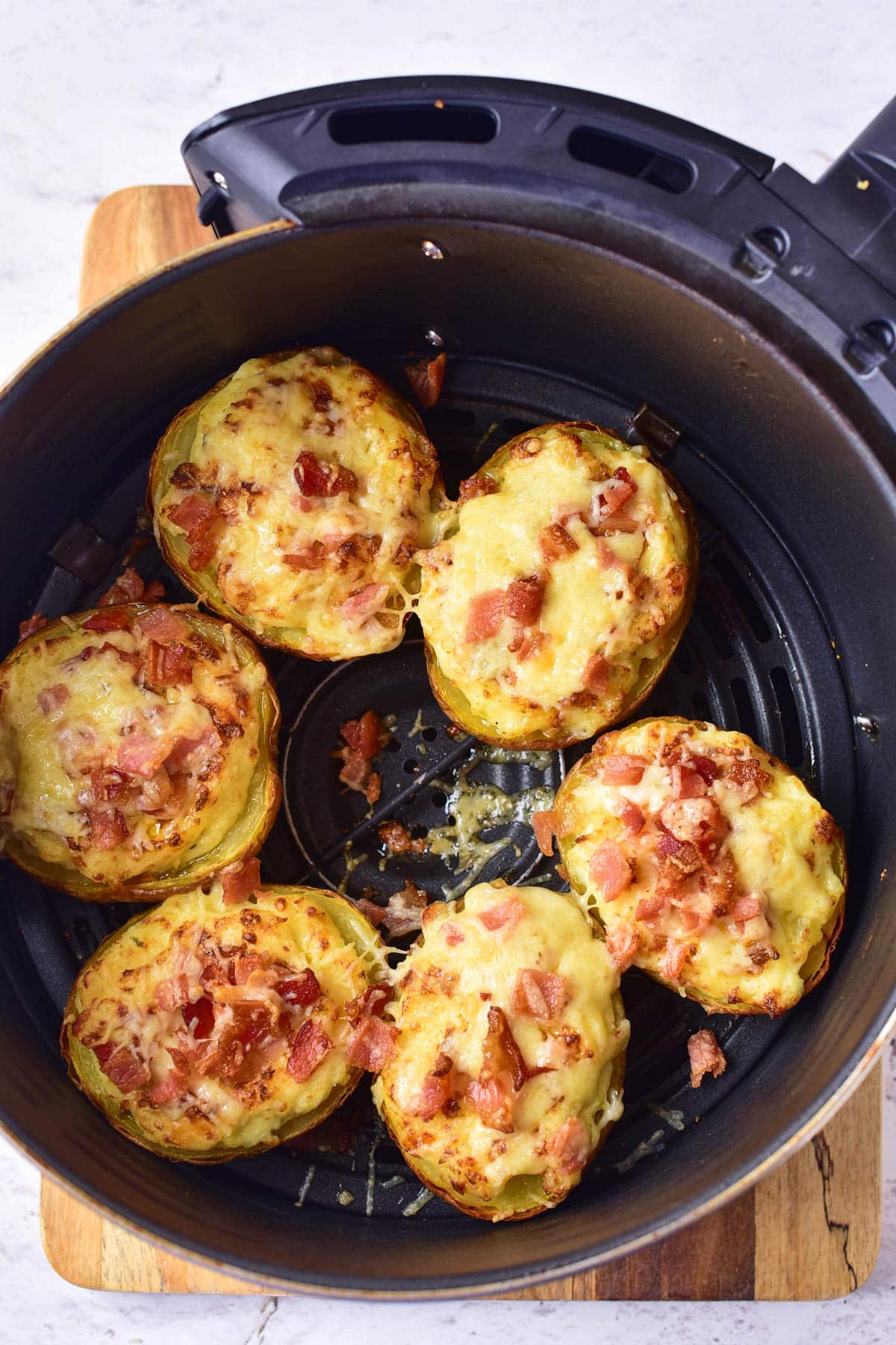 Stuffed potatoes in an air fryer.