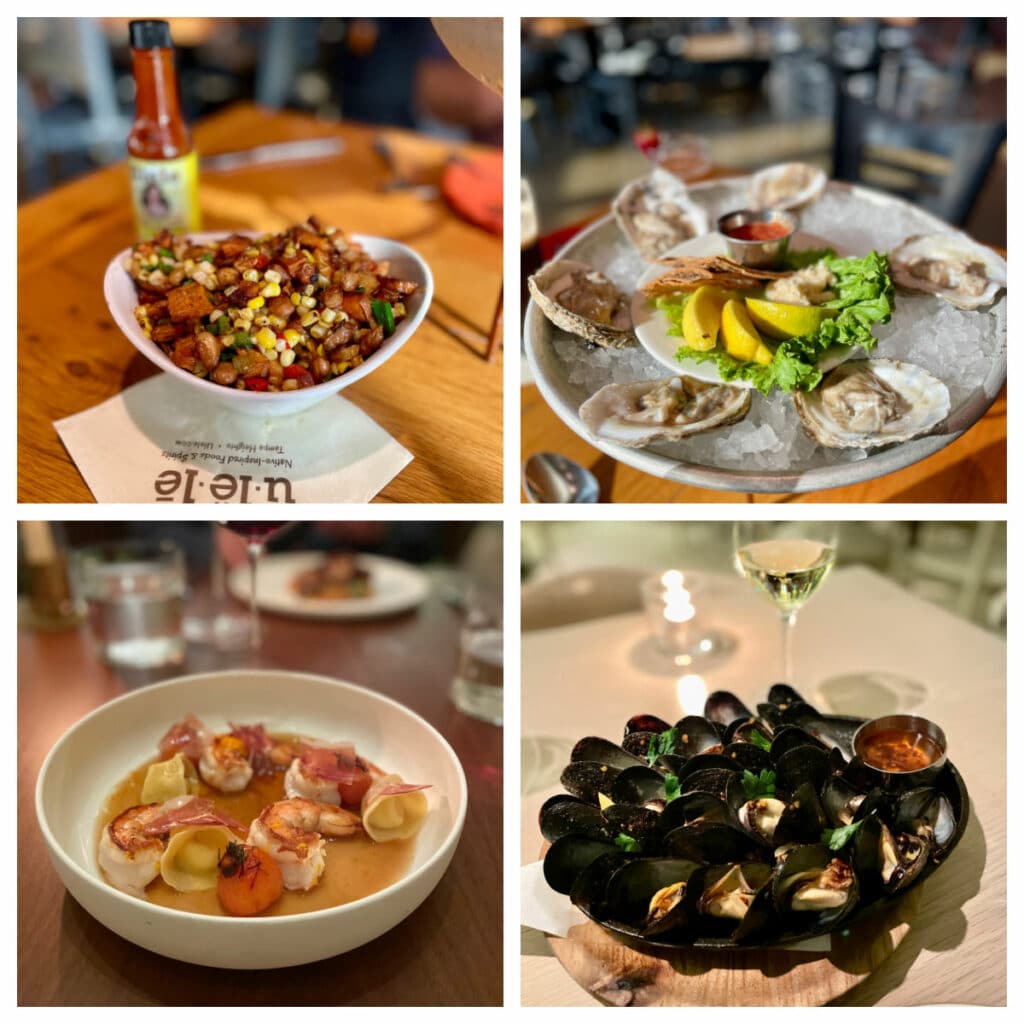 Collage of food from Tampa restaurants.