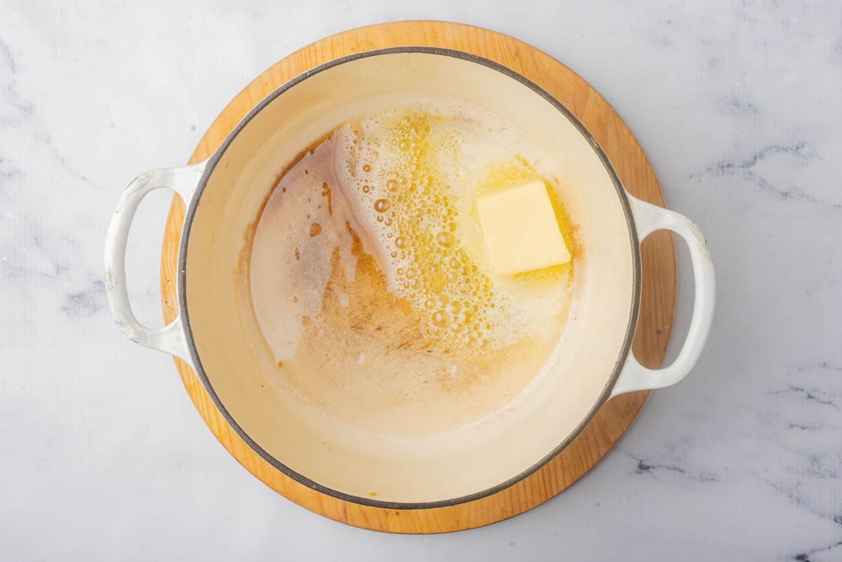 Butter melting in a pot.