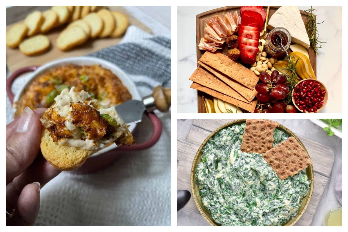 Collage of appetizers.