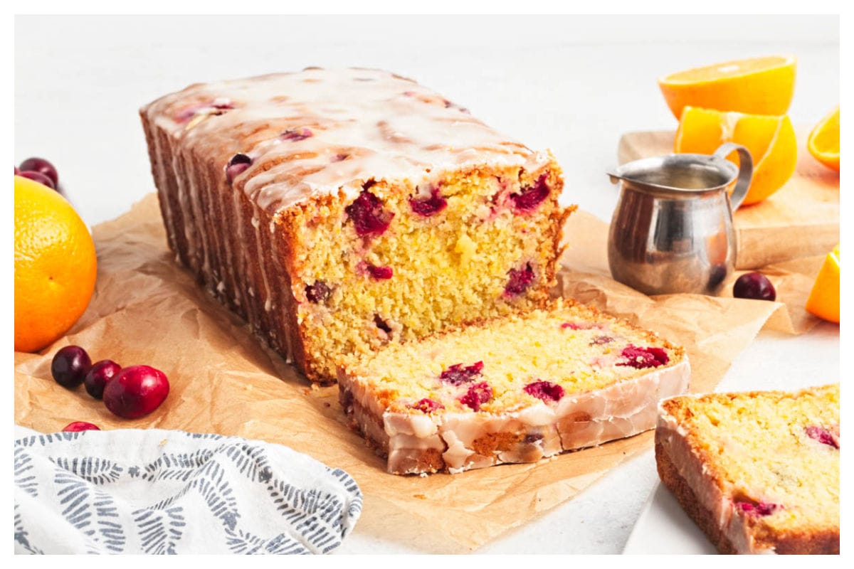 Cranberry bread withh slice in front.