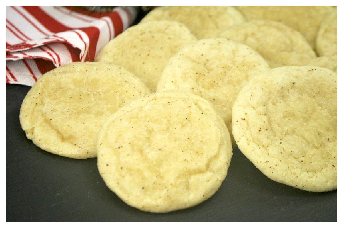 Cookies with specks of nutmeg.