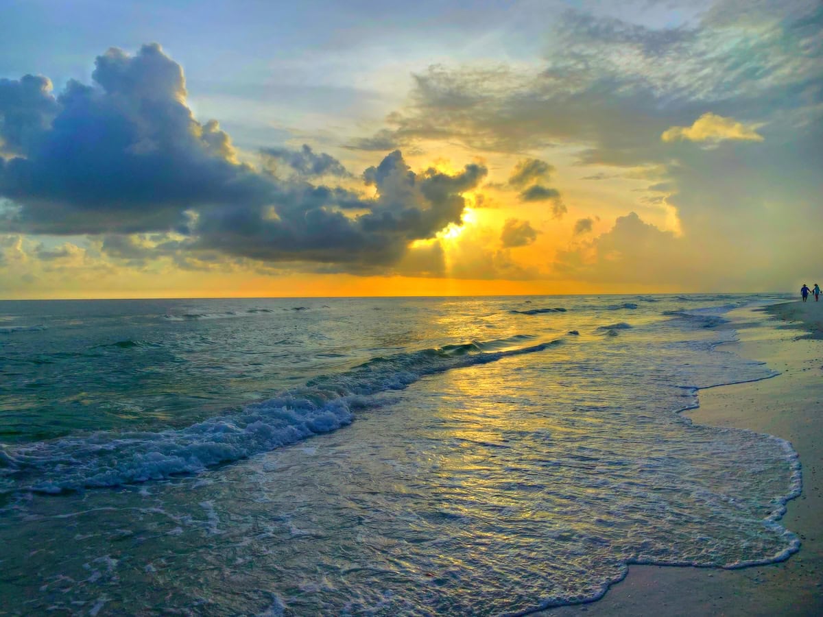 Sunset on Tigertail Beach in San Marco Island, Florida.