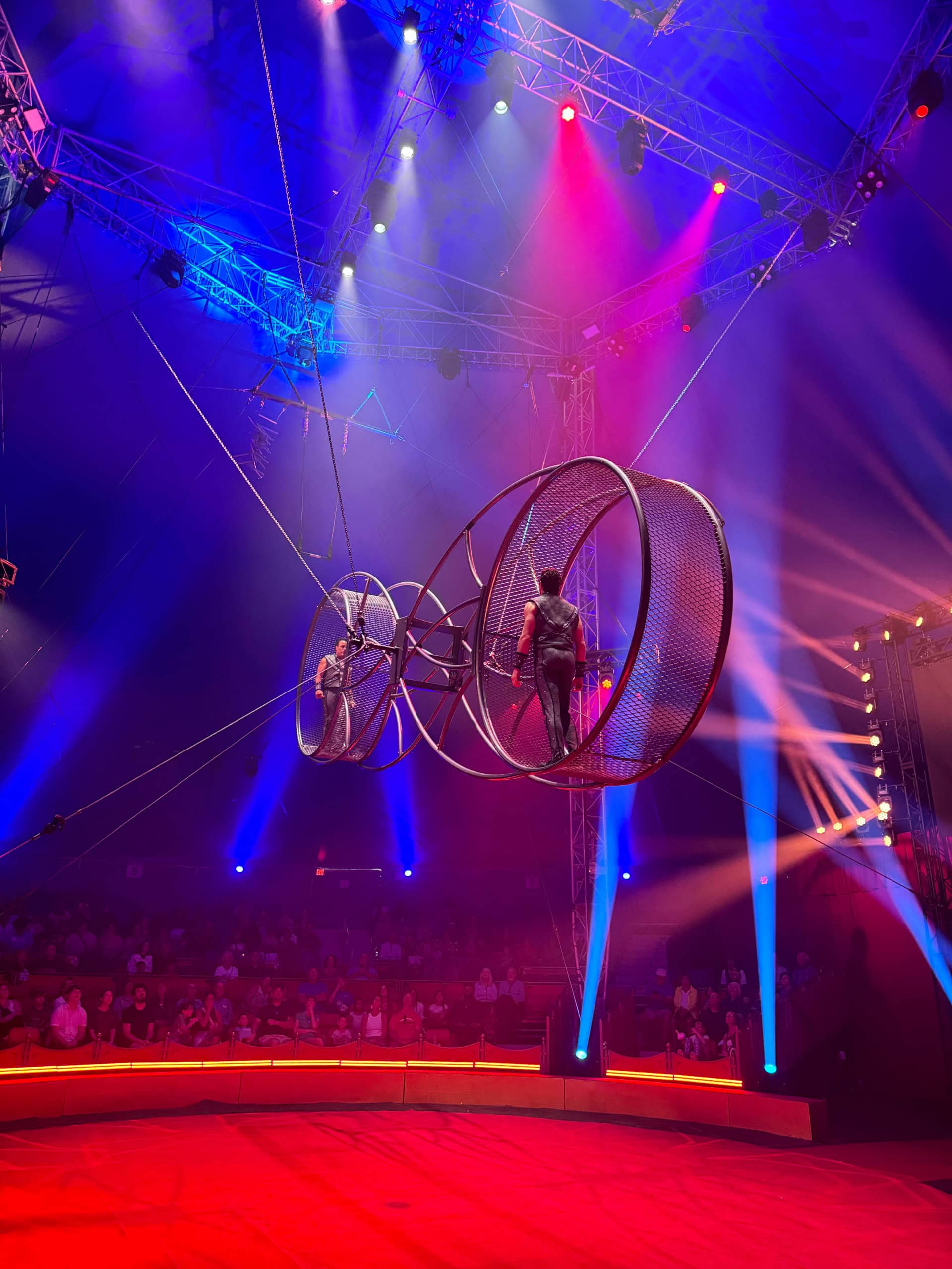 Circus performance with florescent lighting.