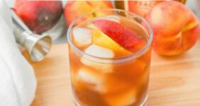 Crown Royal Peach Tea Cocktail Pinterest graphic.