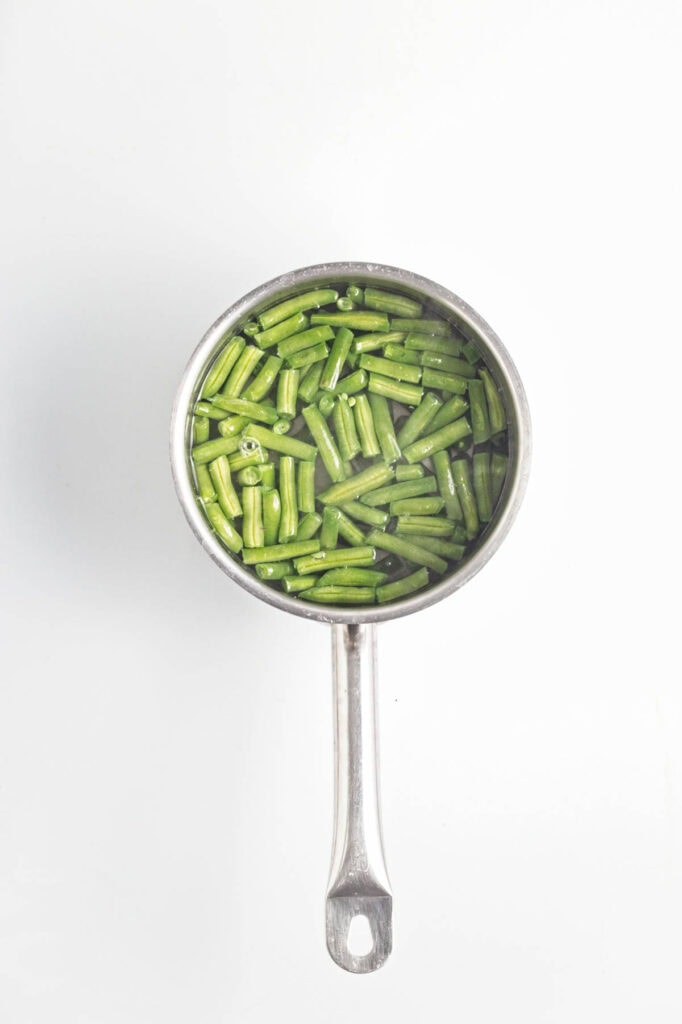 Green beans in a small pan.