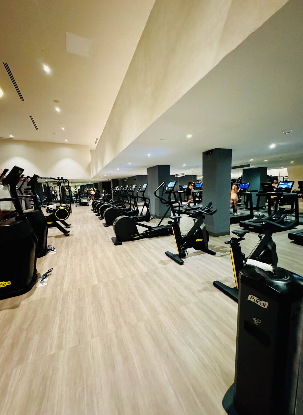 Large gym at a resort.