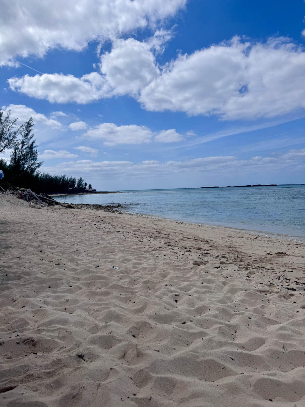 Beach with blue sky.