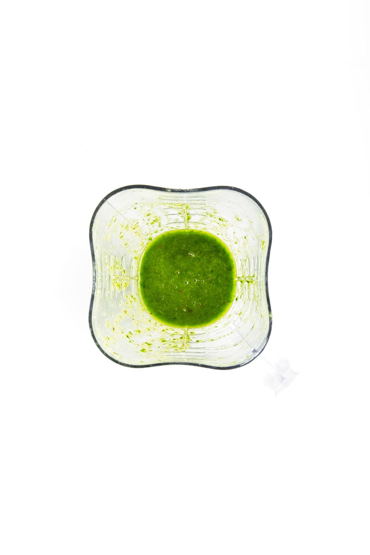 Basil dipping sauce in blender.