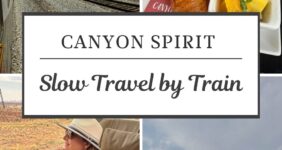 Graphic of 4 photos from Canyon Spirit train trip.