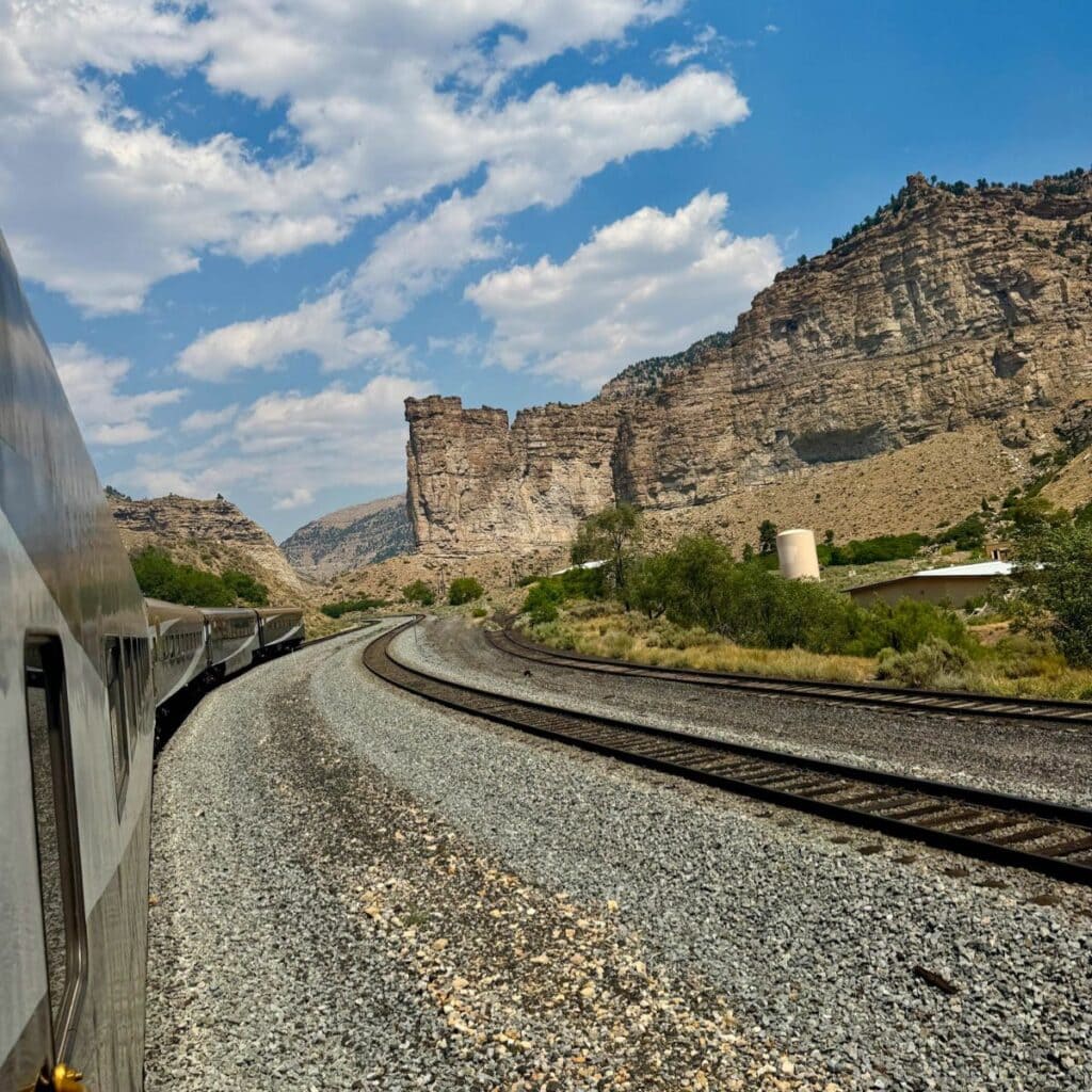 Train rolling through the Southwest United States.