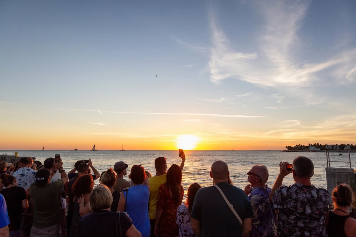 People watching the sunset in Key West, Florida.