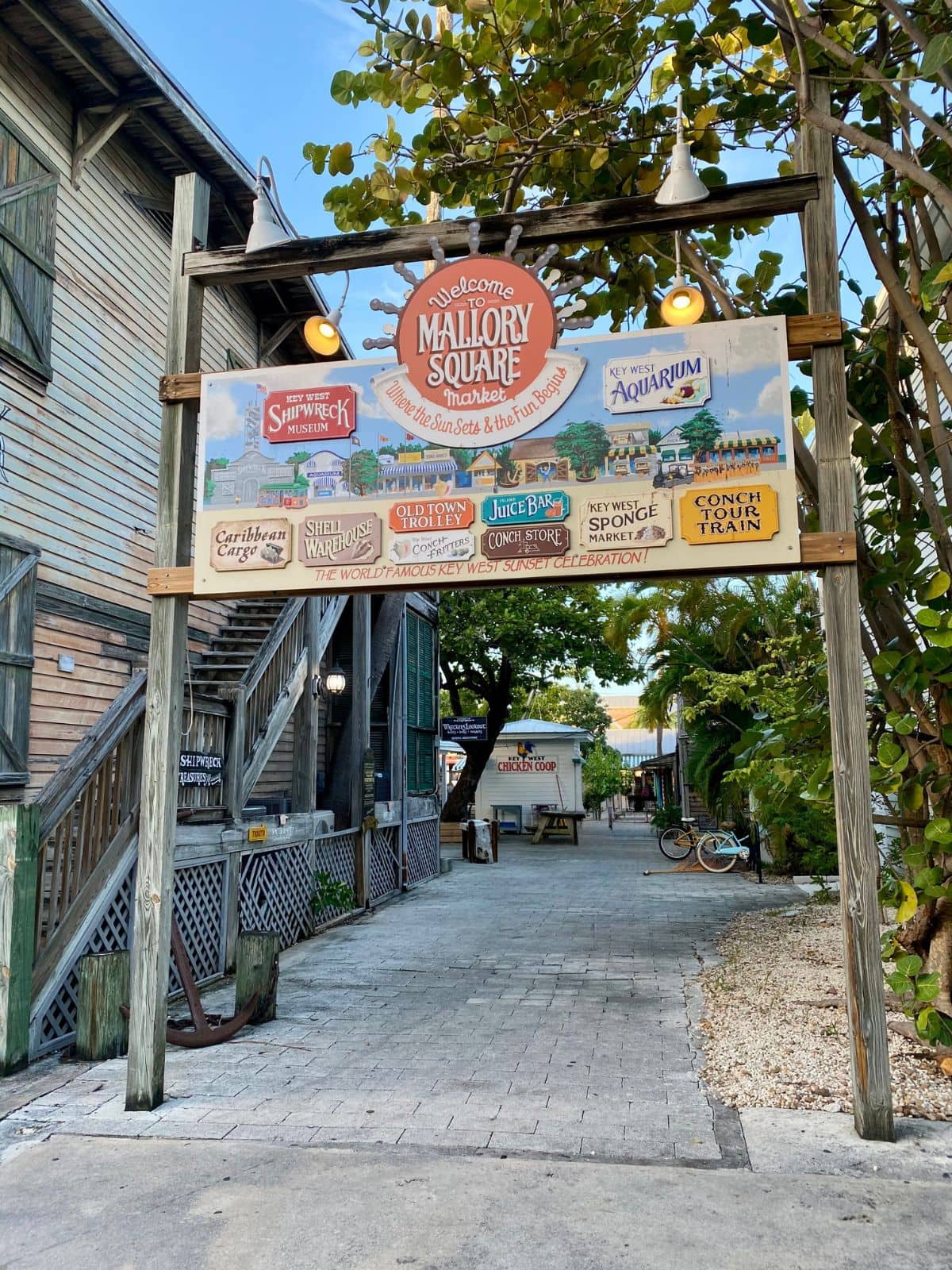 Sign for shops in Key West.