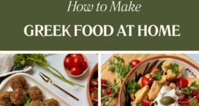 Pinterest image of Greek foods.