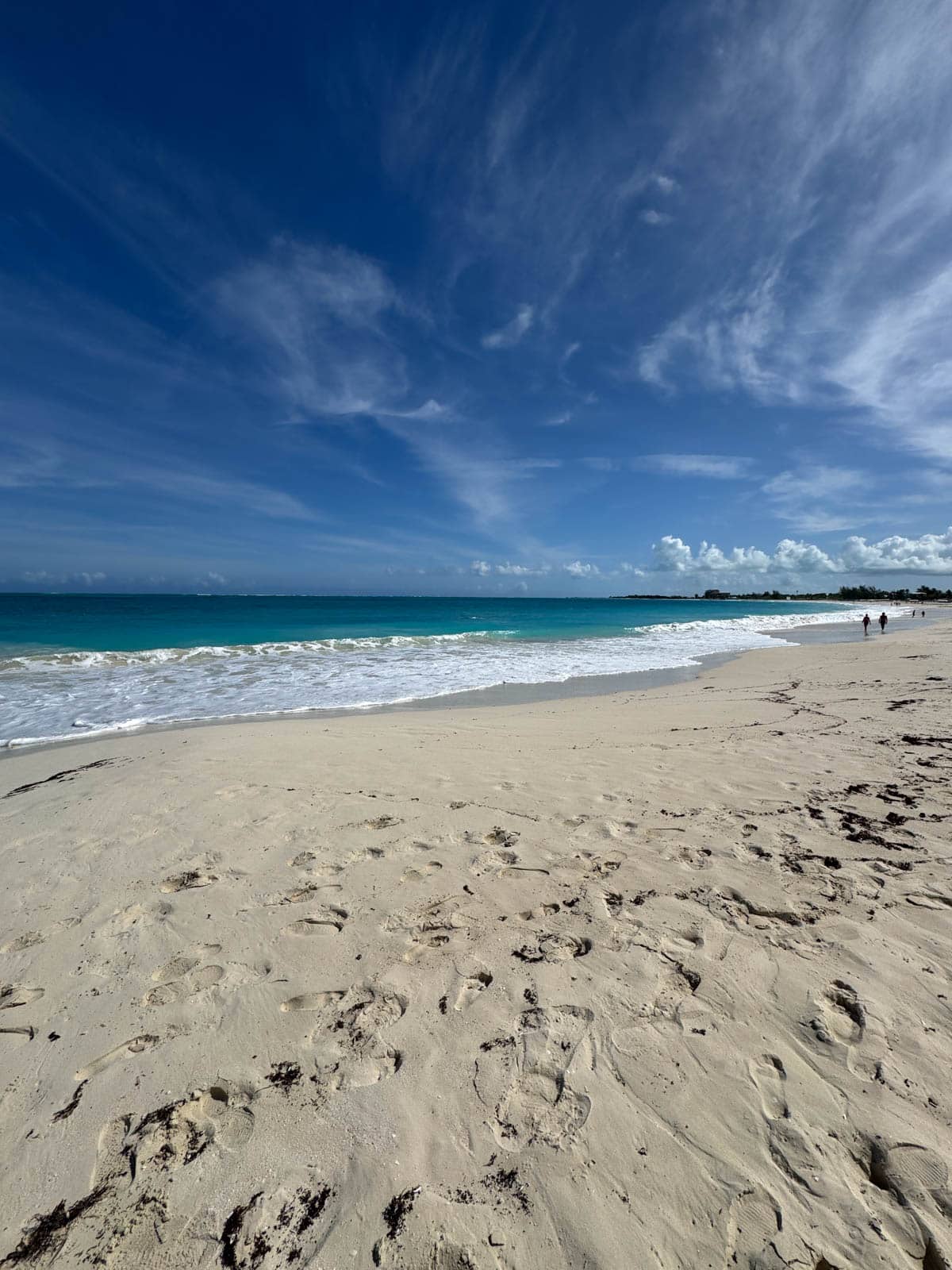 Beach against blue sky.