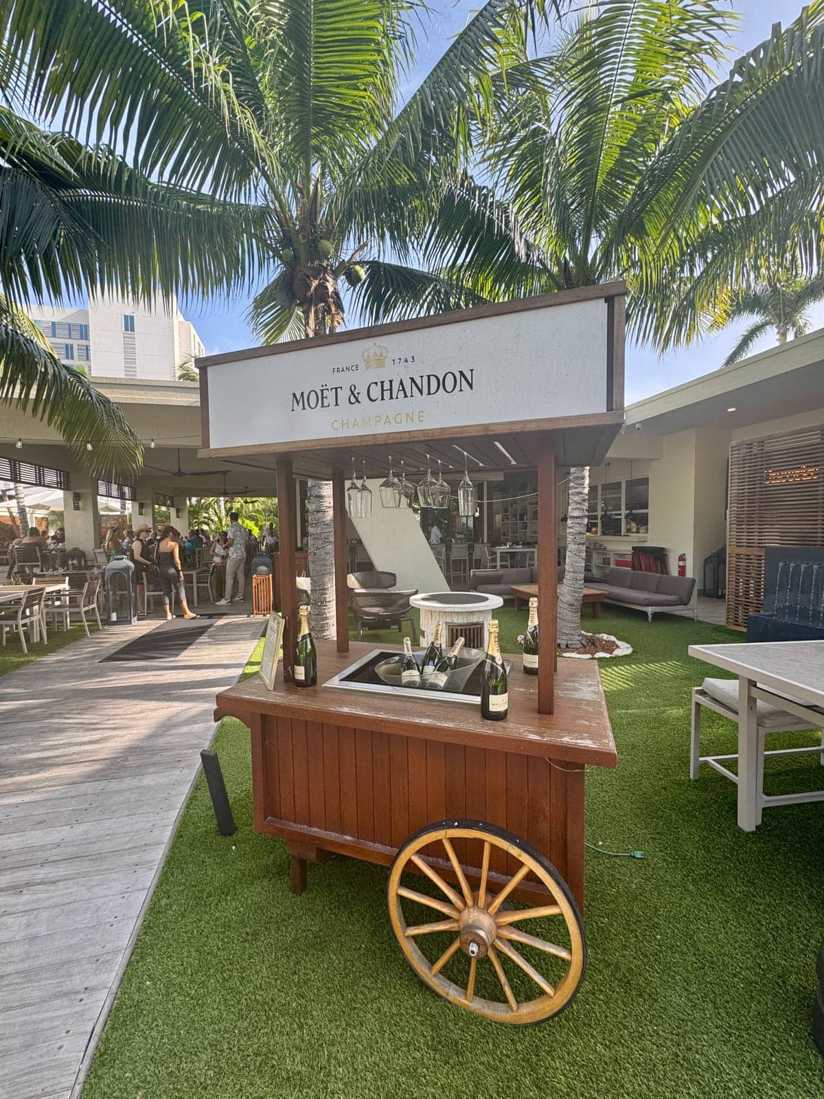 Champagne wagon at resort.
