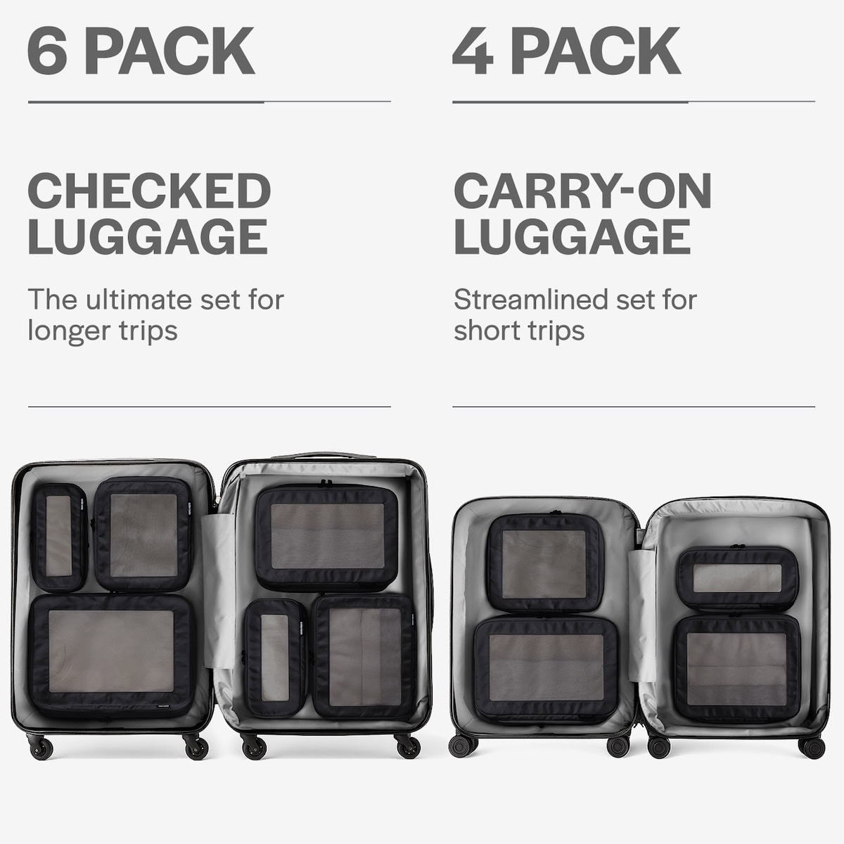 Graphic of packing cubes in suitcase.