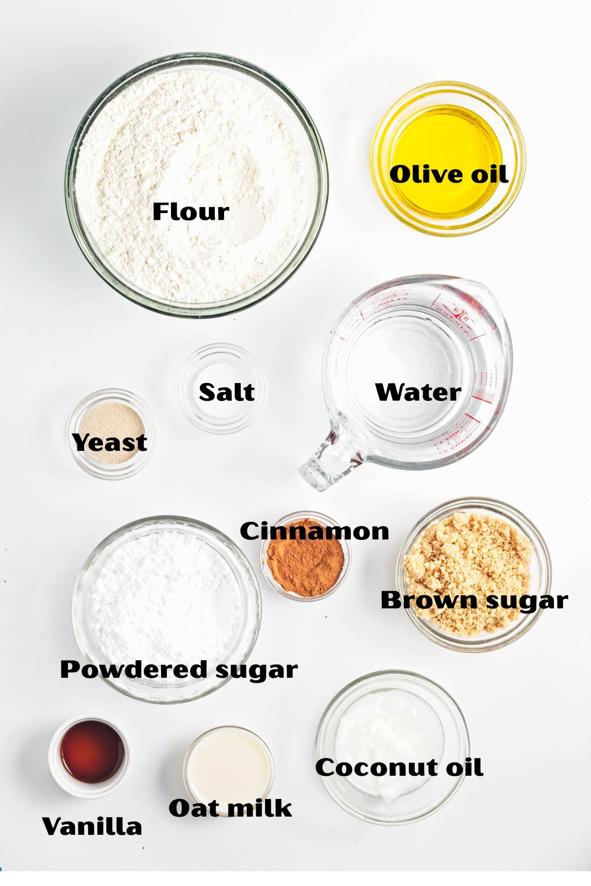 Ingredients for focaccia bread.