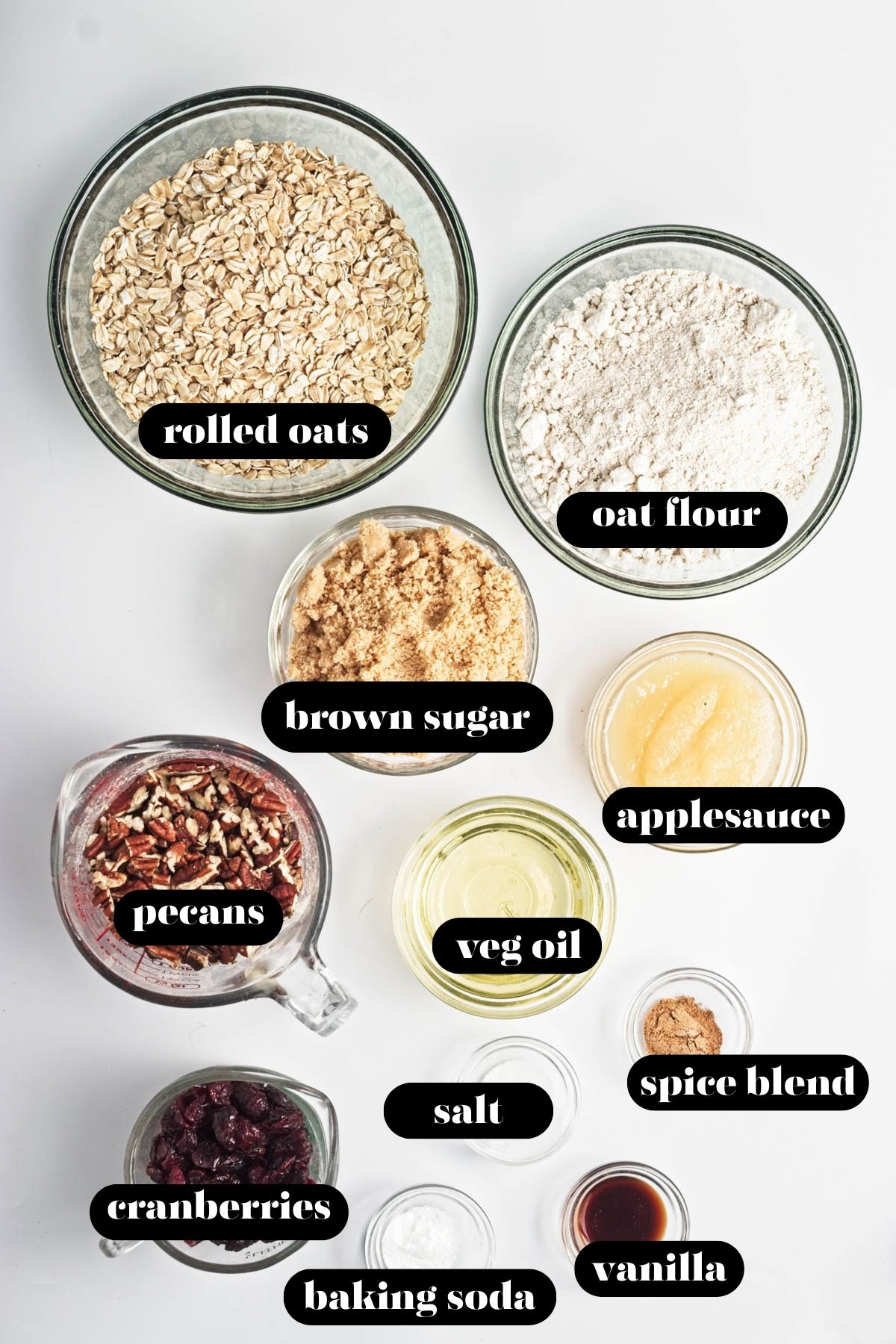 Ingredients for oatmeal bars.