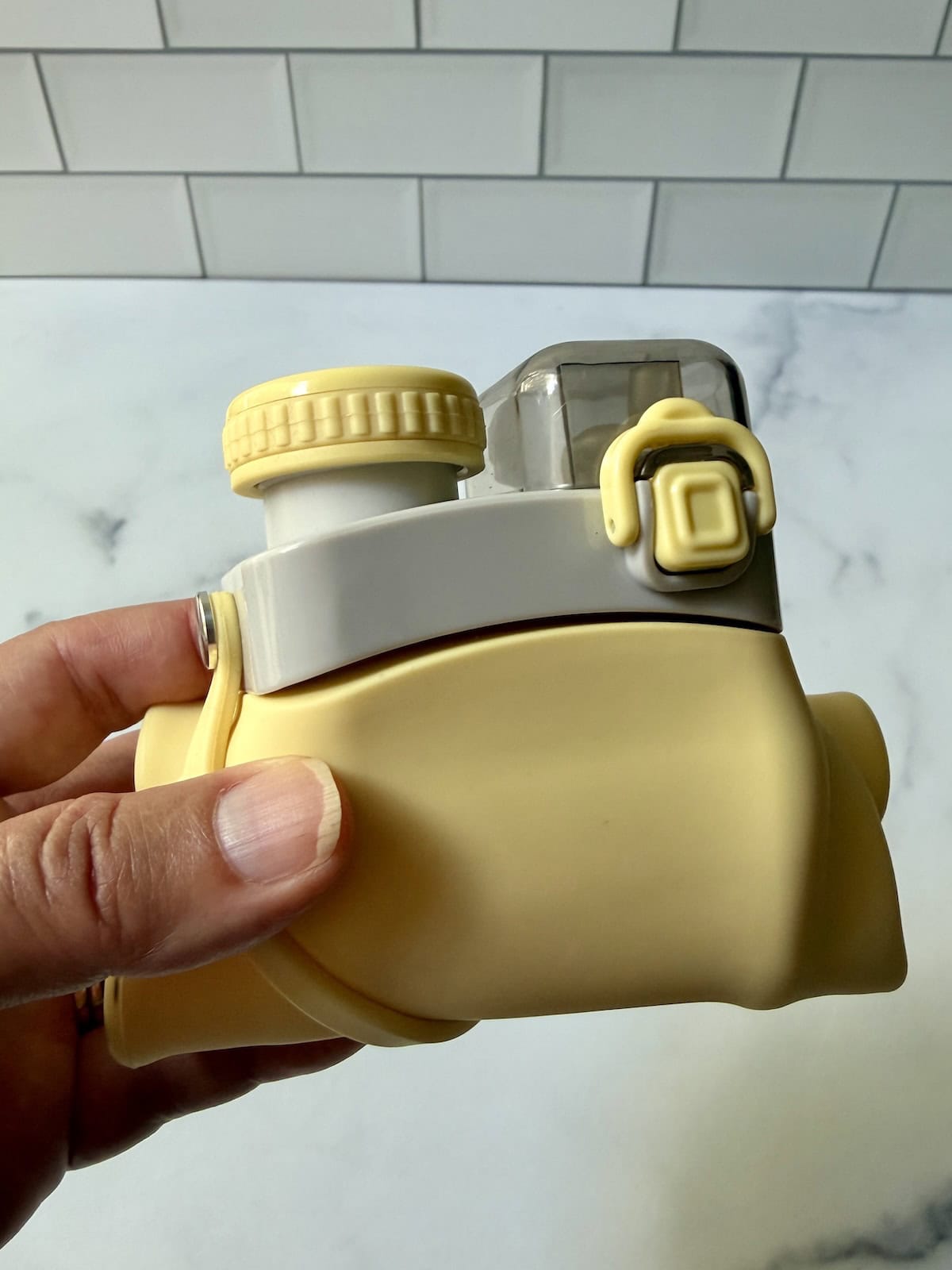 Water bottle folded up.