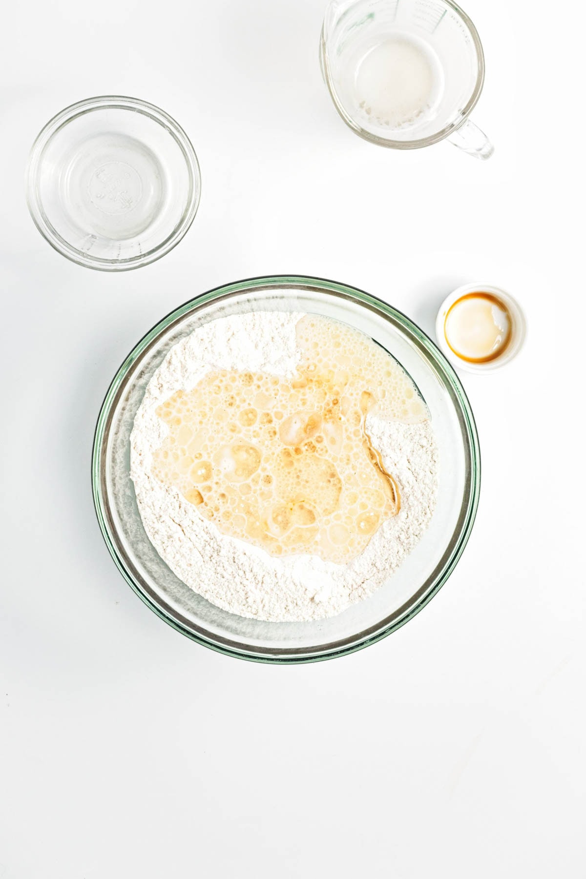 Flour with oat milk, oil, and vanilla.