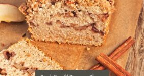 Pinterest image for apple cake with crumble topping.