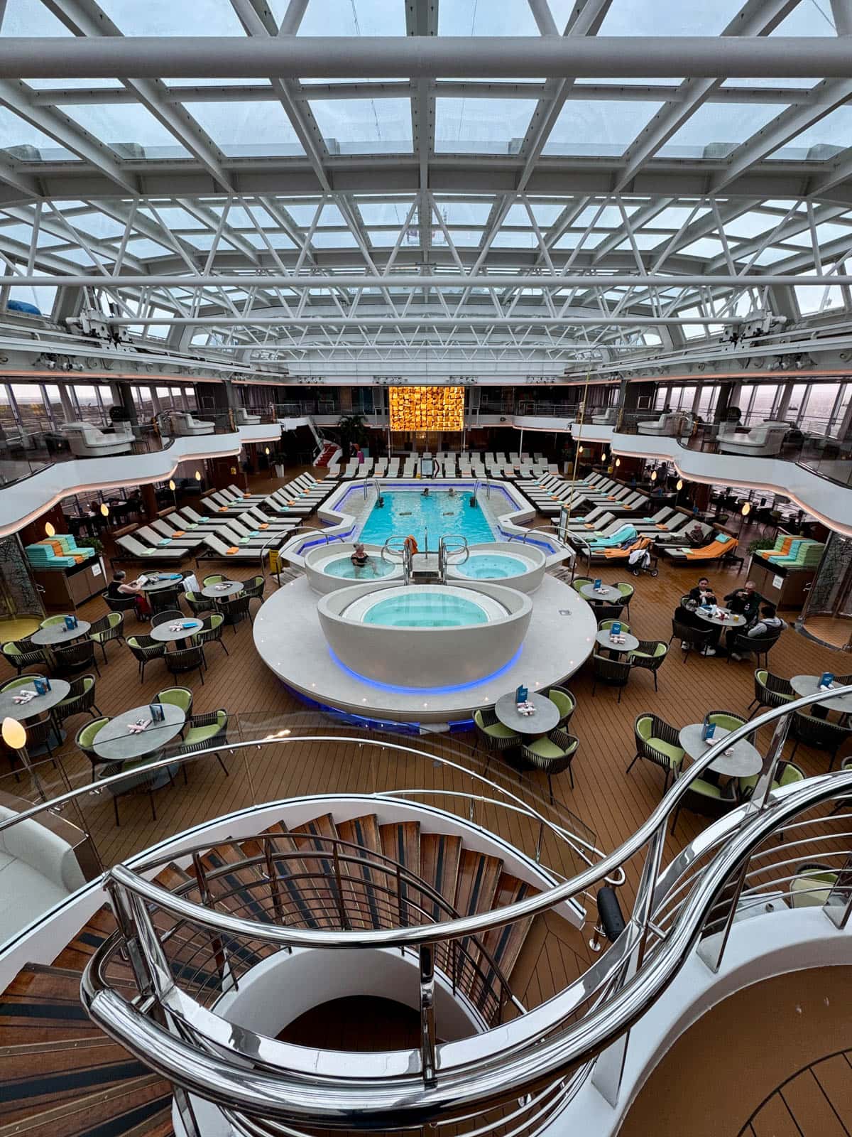 Pool and hot tubs on a cruise ship.