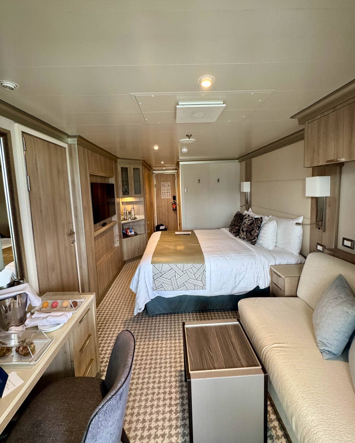 Stateroom on a cruise ship.