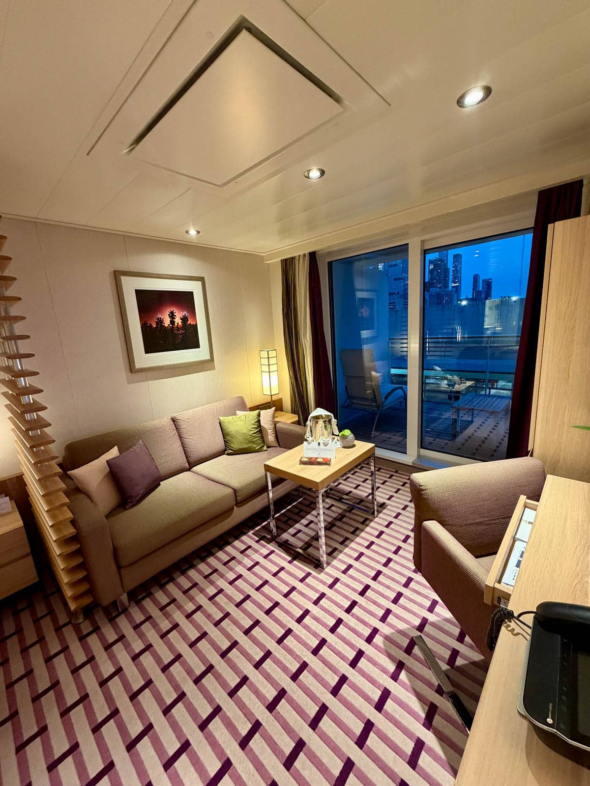 Living room on a cruise ship.