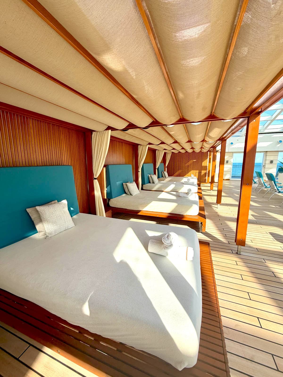 Sun beds on a cruise ship.