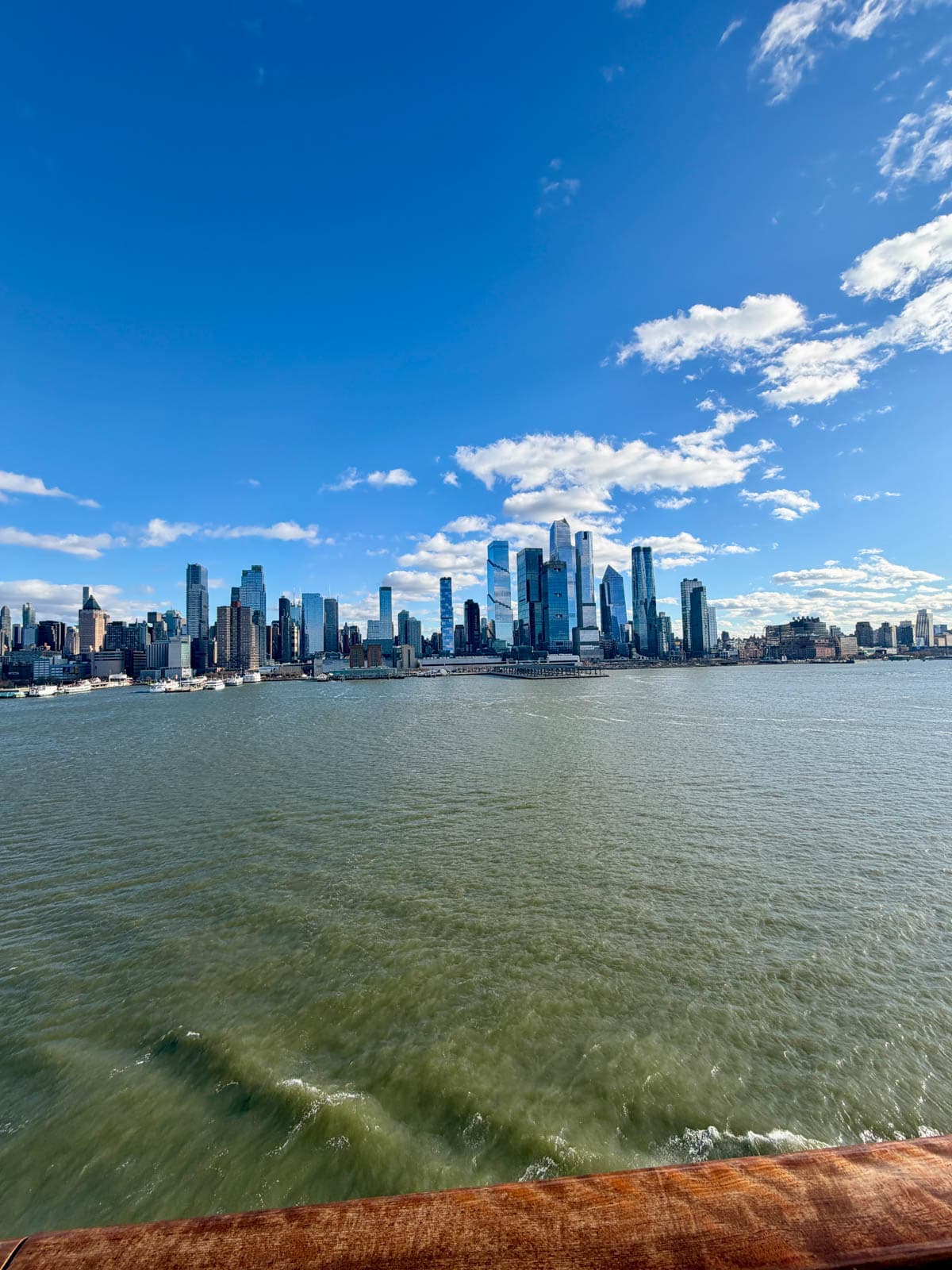 Skyline of a city from a ship.