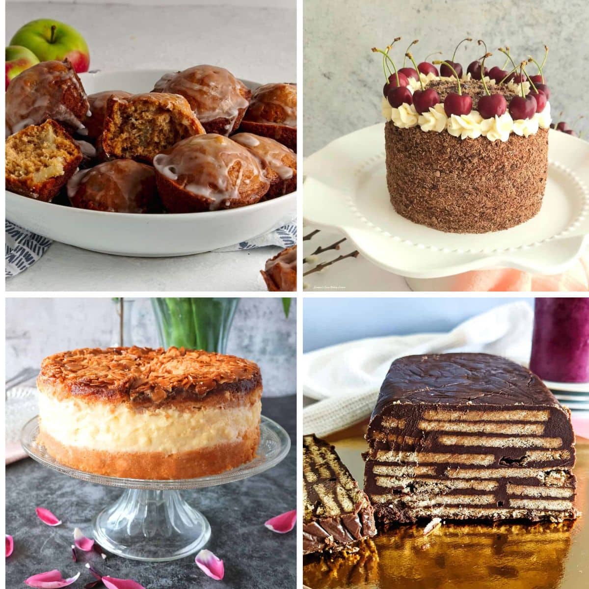 Collage of four German desserts.
