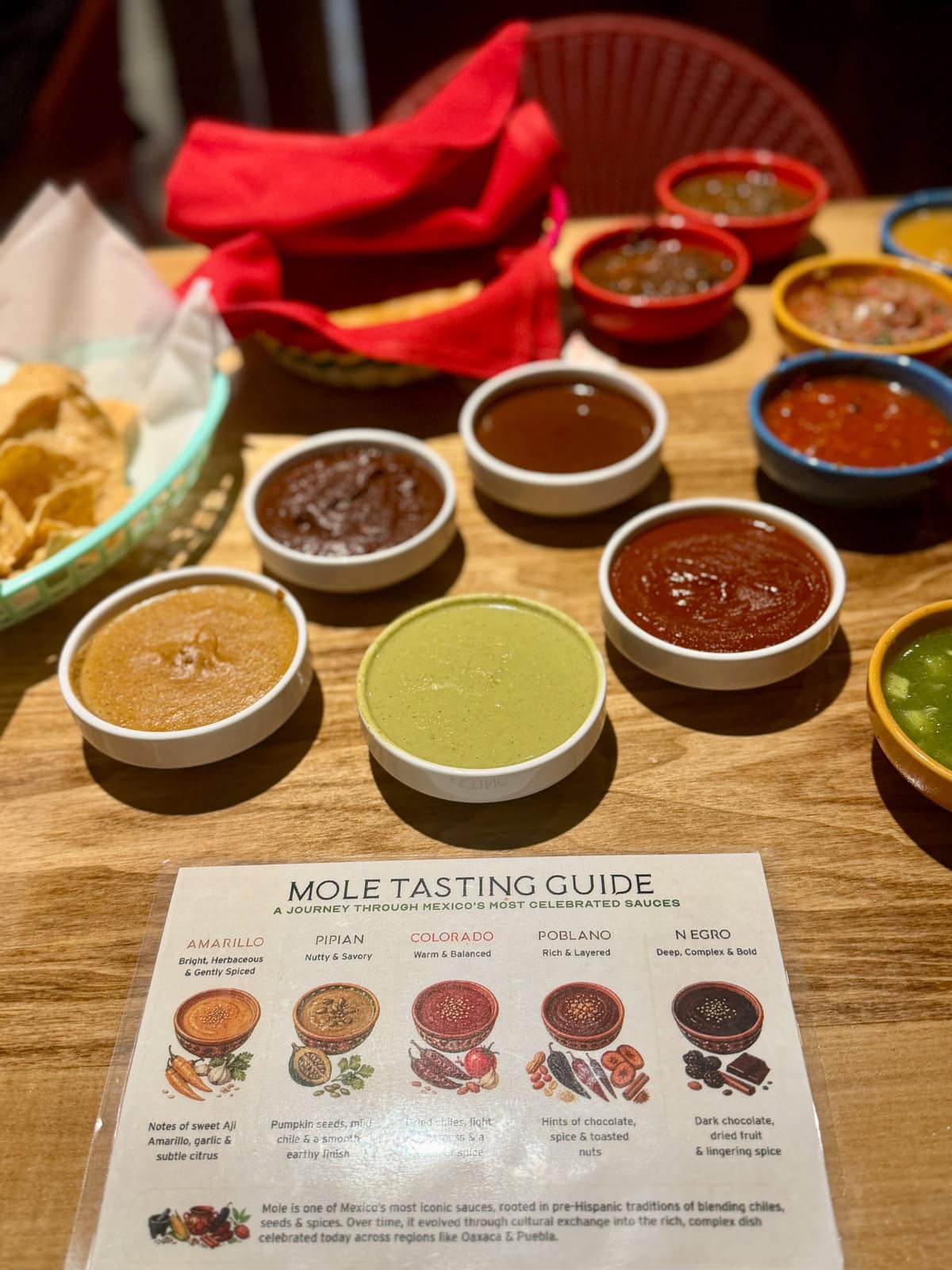 Mole Sauces and tasting guide card.