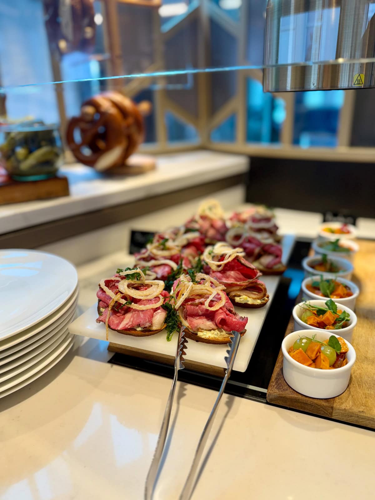 Appetizers on a buffet on a cruise ship.