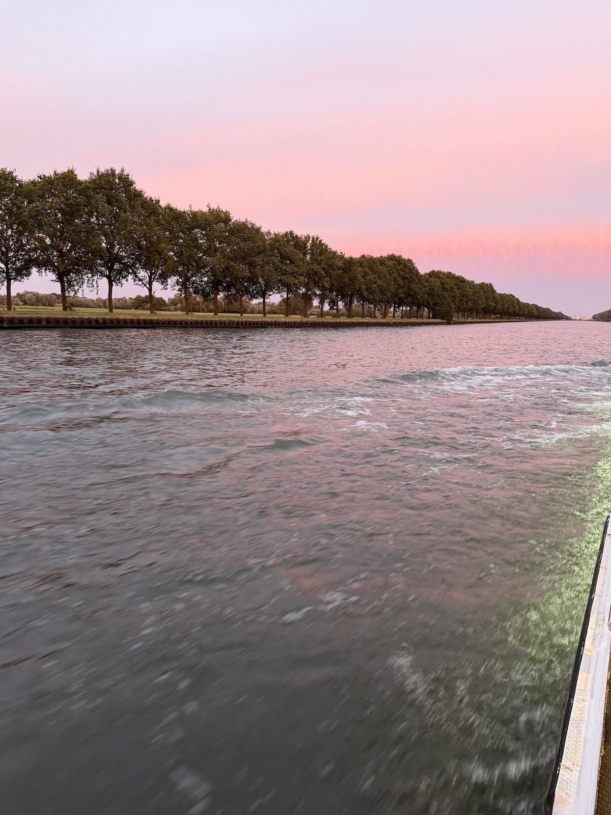 Sunset from a ship on the river.